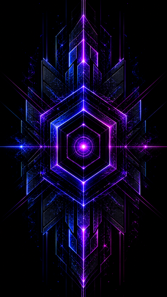 Geometric Mandala futuristic neon mobile wallpaper