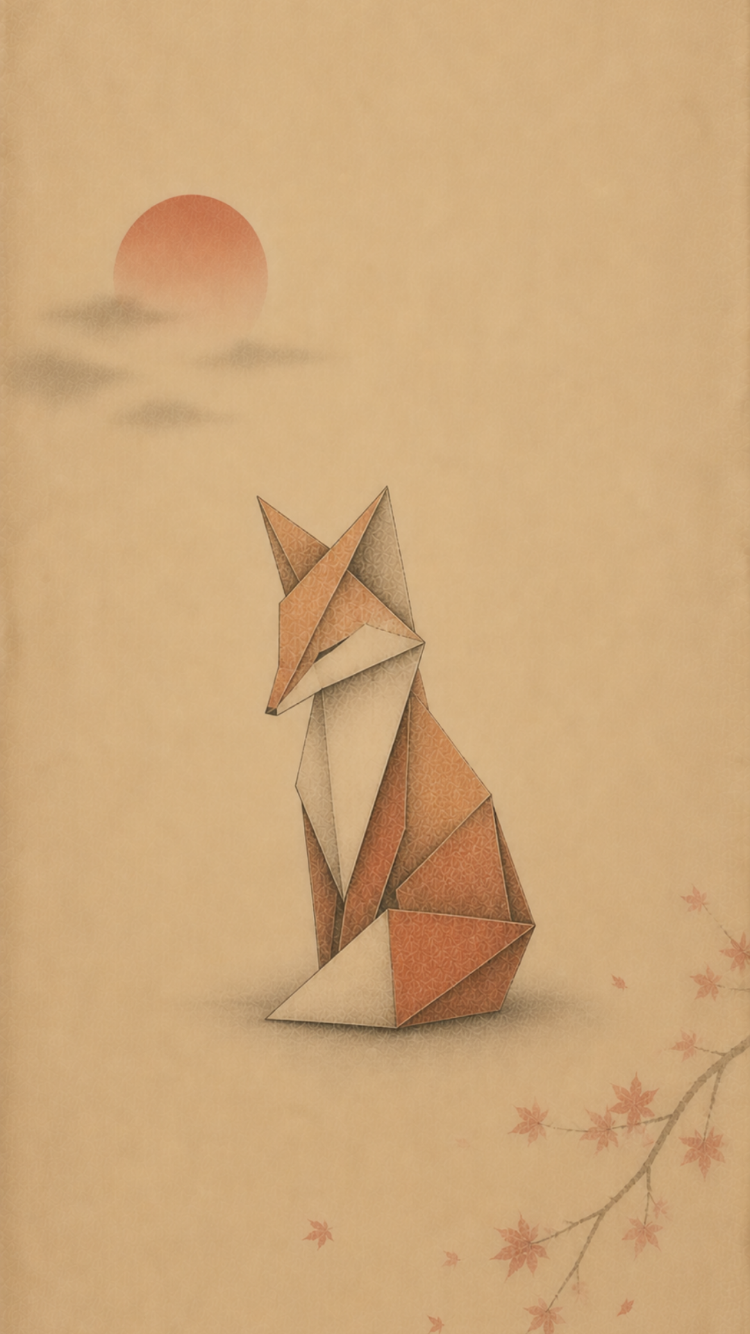 Origami Fox minimalist mobile wallpaper