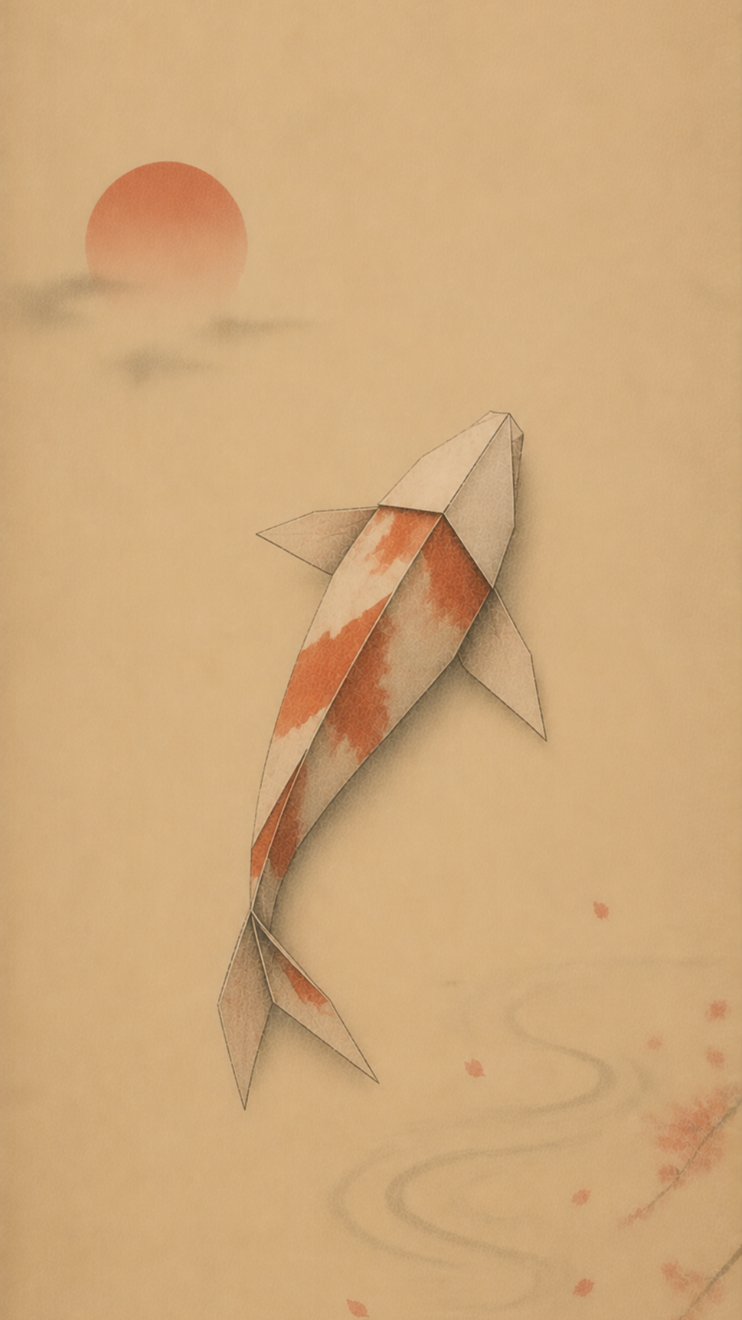Origami Koi Japanese-inspired mobile wallpaper