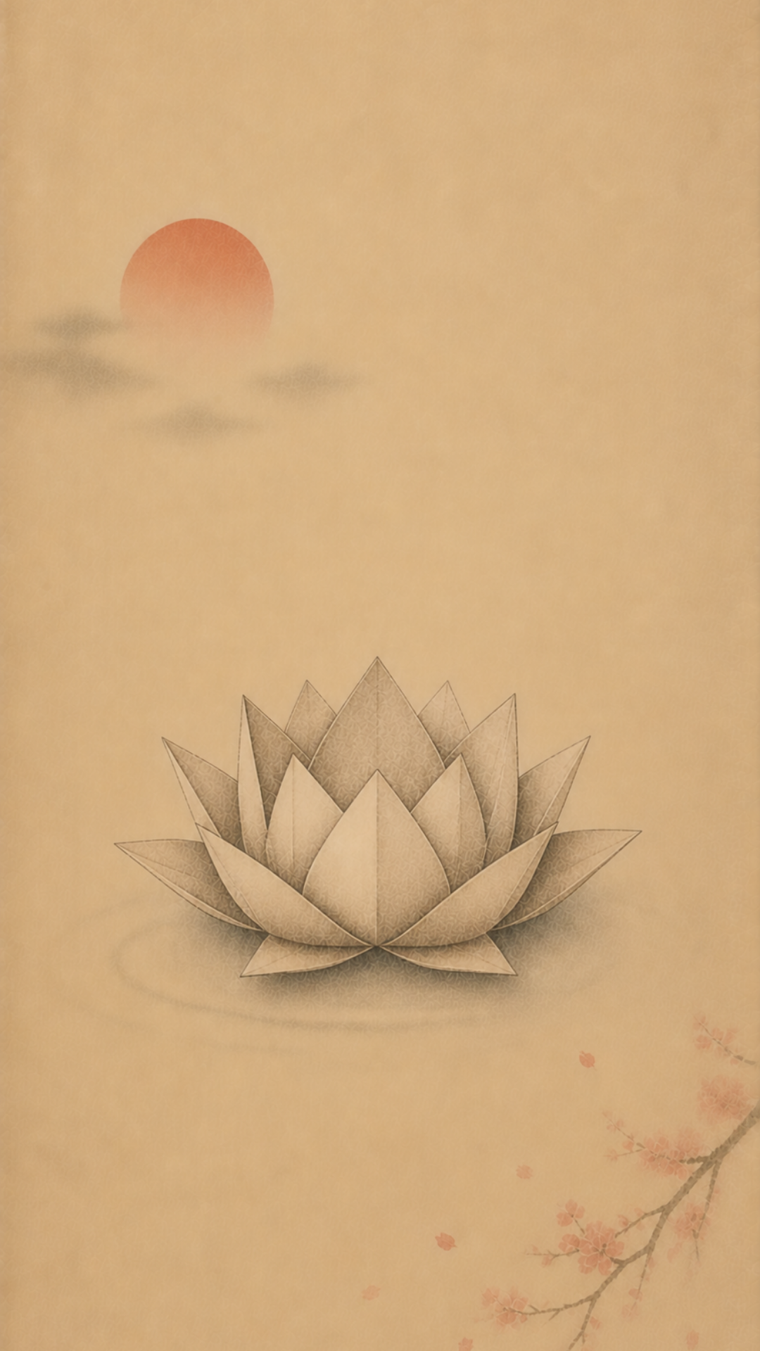Origami Lotus minimalist zen mobile wallpaper